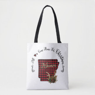 Arkansas Plaid All Come Home For Christmas Tote Bag
