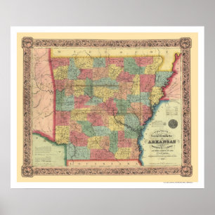 Arkansas Railroad Map 1854 Poster
