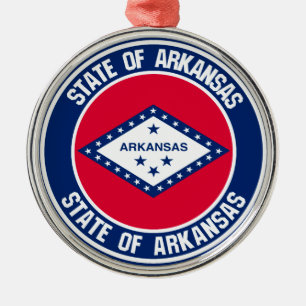 Arkansas Round Emblem Metal Tree Decoration