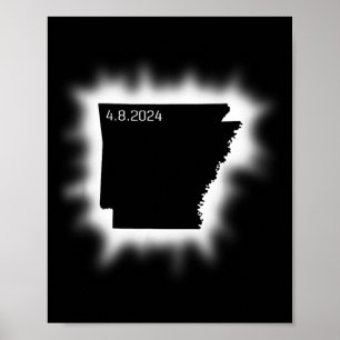 Arkansas Solar Eclipse April 8, 2024 State Outline Poster