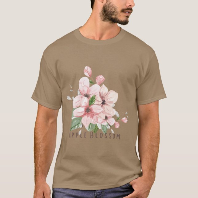 Arkansas State Apple Blossom Flower Watercolor Sti T-Shirt (Front)