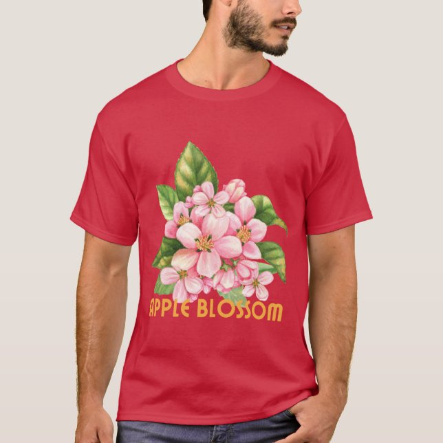 Arkansas State Apple Blossom Flower Watercolor Sti T-Shirt (Front)