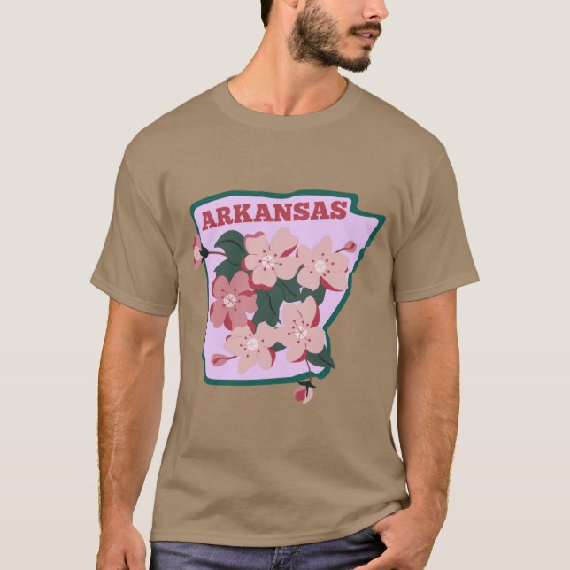 Arkansas State Apple Blossom Flower Watercolor Sti T-Shirt (Front)
