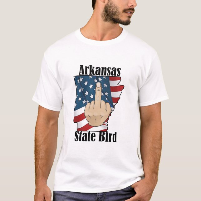 Arkansas state bird t-shirt middle finger flag (Front)