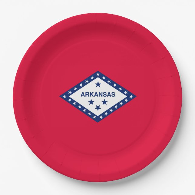 Arkansas State Flag Design Paper Plate (Front)