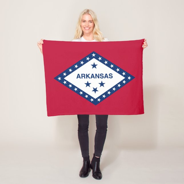 Arkansas State Flag Fleece Blanket (In Situ)