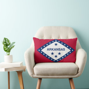 Arkansas State Flag Print Patriotic Lumbar Cushion
