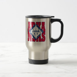 Arkansas state flag text travel mug