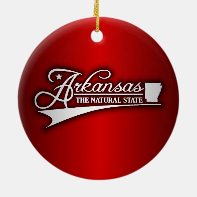 Arkansas State of Mine Ceramic Tree Decoration (Back)