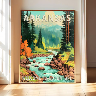 Arkansas State Scenery Poster Art Print, Retro Nat