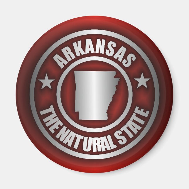 "Arkansas Steel" Magnets (Red) (Front)