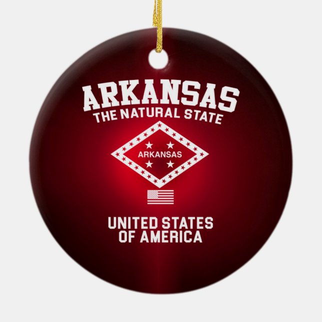 Arkansas The Natural State Ceramic Tree Decoration (Back)