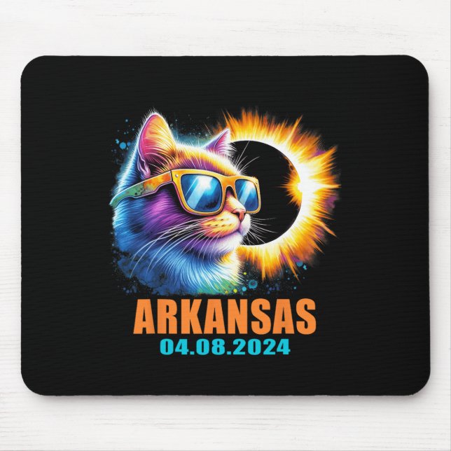 Arkansas Total Solar Eclipse 2024 Cat Solar Eclips Mouse Pad (Front)