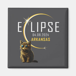 Arkansas Total Solar Eclipse 2024 Funny Cat Gles T Magnet
