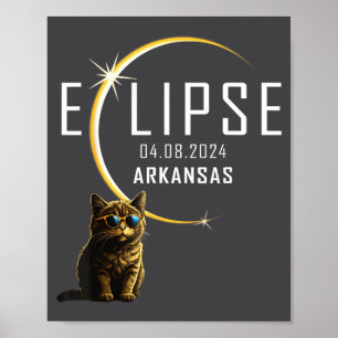 Arkansas Total Solar Eclipse 2024 Funny Cat Gles T Poster