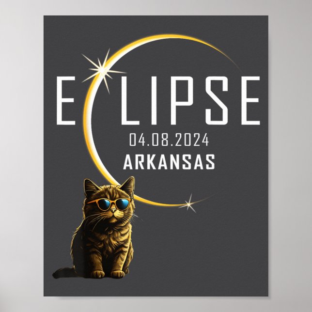 Arkansas Total Solar Eclipse 2024 Funny Cat Gles T Poster (Front)