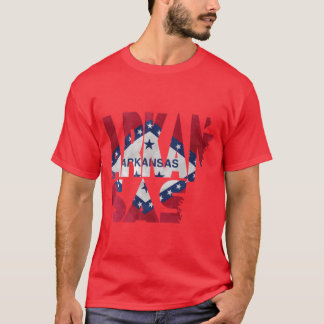 Arkansas Typographic Map Flag T-Shirt