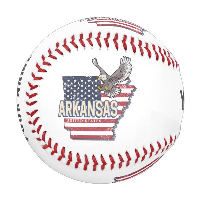 Arkansas United States Retro Map Vintage USA Baseball (Front Left)
