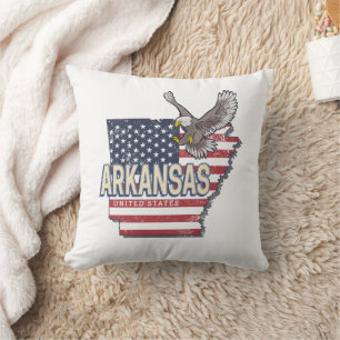 Arkansas United States Retro Map Vintage USA Cushion