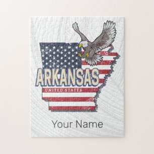 Arkansas United States Retro Map Vintage USA Jigsaw Puzzle