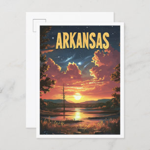 Arkansas USA Vintage Illustration Travel Postcard