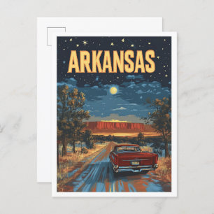 Arkansas USA Vintage Illustration Travel Postcard