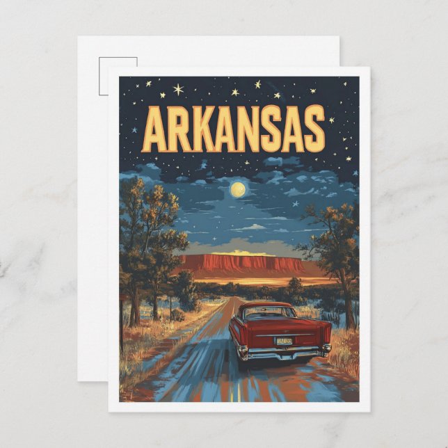 Arkansas USA Vintage Illustration Travel Postcard (Front/Back)