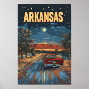 Arkansas USA Vintage Illustration Travel Poster