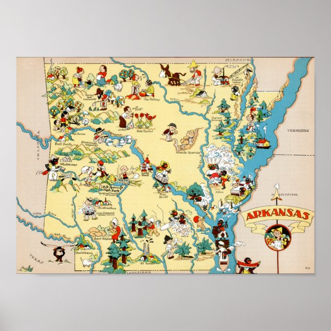Arkansas Vintage Map Poster (Front)