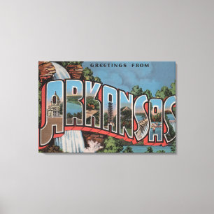 Arkansas (Waterfall Scene) - Large Letter Scenes Canvas Print