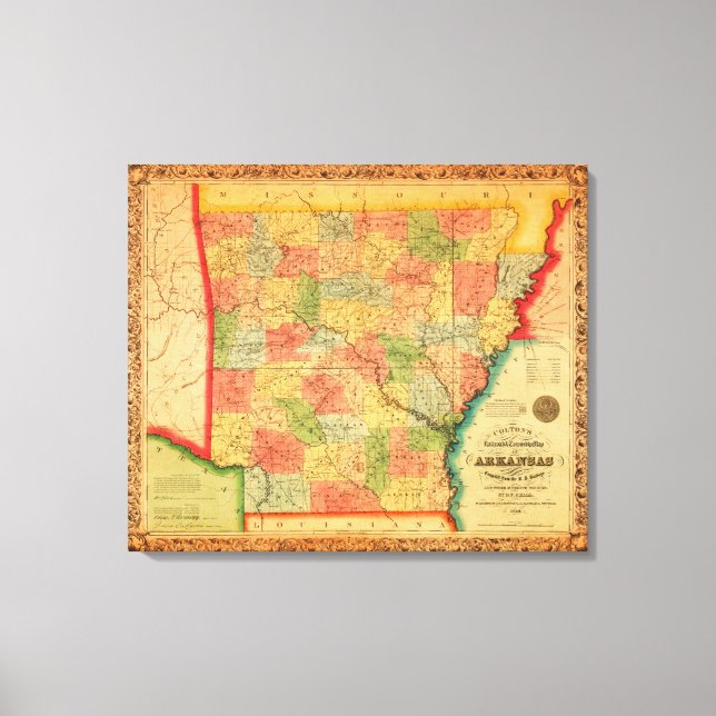 ArkansasPanoramic MapArkansas Canvas Print (Front)
