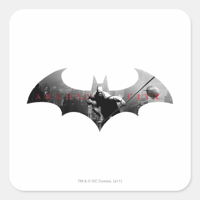 Arkham City Bat Symbol Square Sticker (Front)