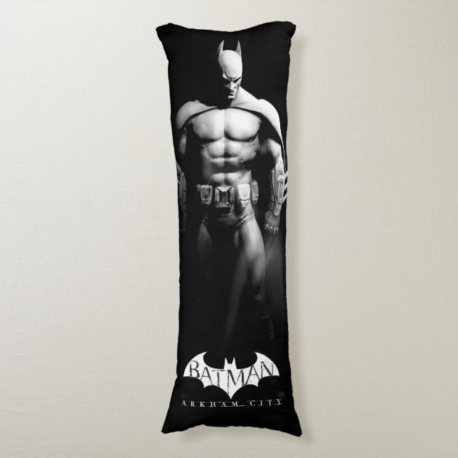 Arkham City | Batman Black and White Wide Pose Body Cushion (Front Vertical)