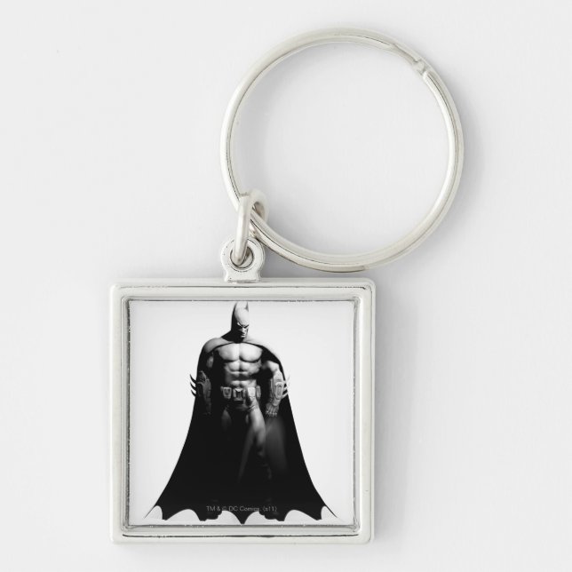 Arkham City | Batman Black and White Wide Pose Key Ring (Front)