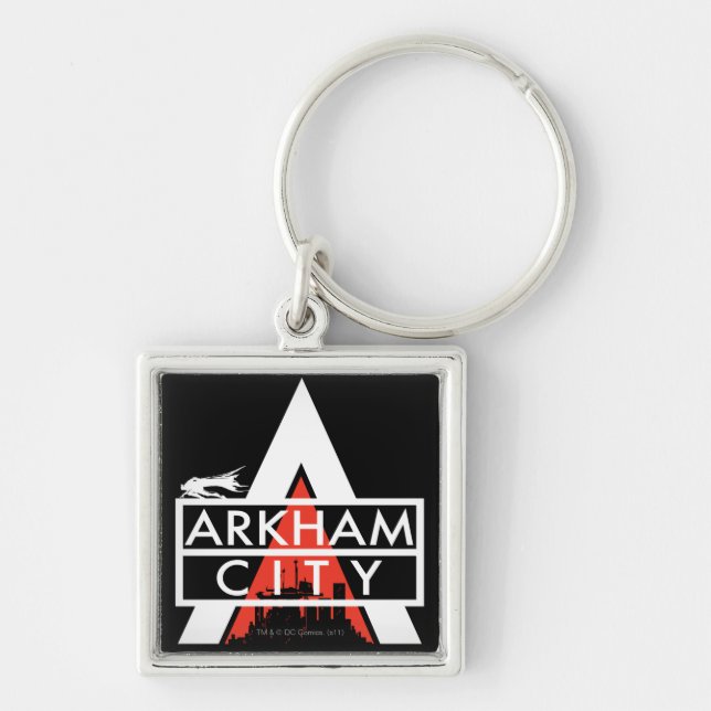 Arkham City Logo White Key Ring (Front)
