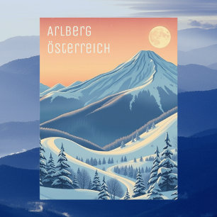 Arlberg Austria Europe ski vacation moder ostcard Postcard