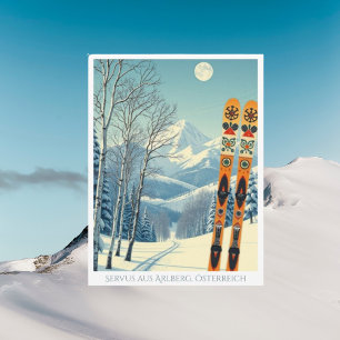 Arlberg Austria Europe ski vacation retro Postcard