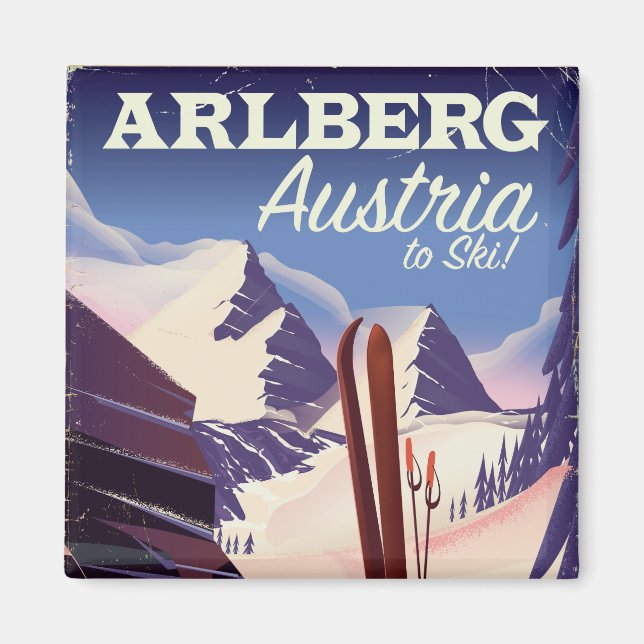 Arlberg Austria ski travel poster Magnet (Front)