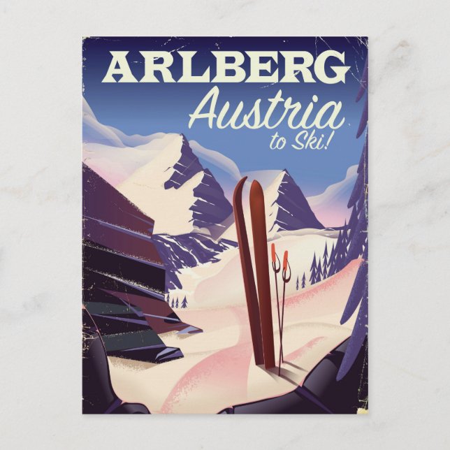 Arlberg Austria ski travel poster Postcard (Front)