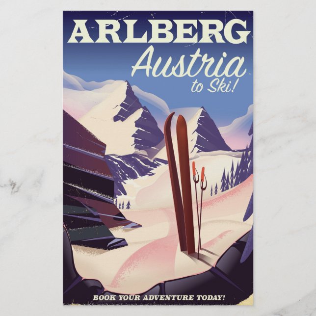 Arlberg Austria ski travel poster Stationery (Front)