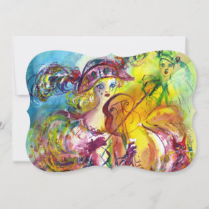 ARLECCHINA VIOLINIST Mardi Gras Masquerade Party Invitation