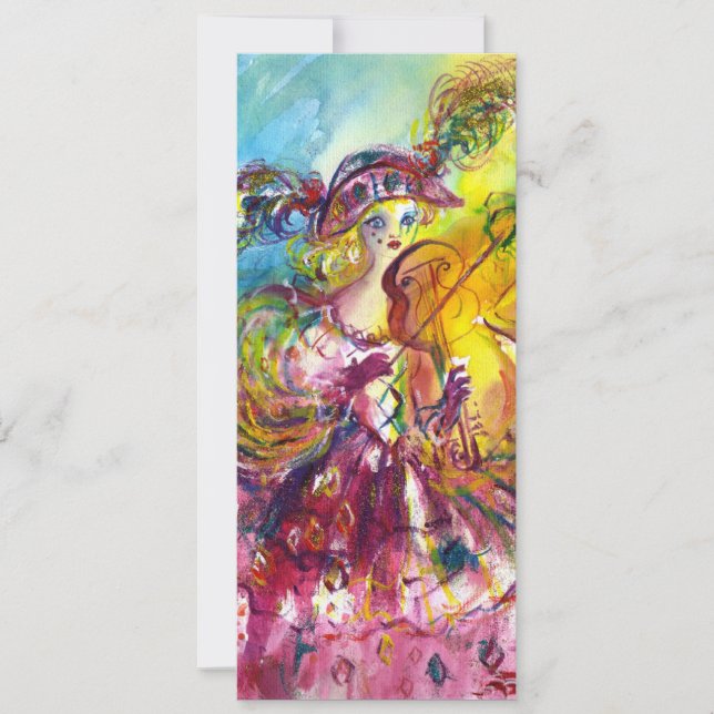 ARLECCHINA VIOLINIST  Mardi Gras Masquerade Party Invitation (Front)