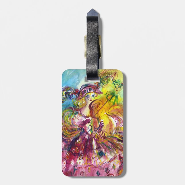 ARLECCHINA  VIOLINIST / Venetian Carnival Night Luggage Tag (Back Vertical)