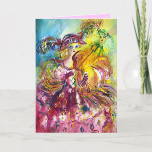 ARLECCHINA VIOLINIST / Venetian Valentine's+Day Holiday Card
