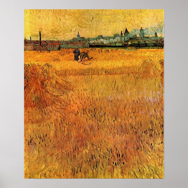 Arles View from the Wheat Fields. Vincent van Gogh Poster (Front)