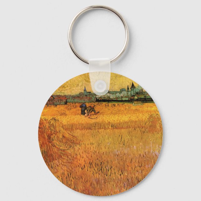 Arles: View from Wheat Fields by Vincent van Gogh Key Ring (Front)