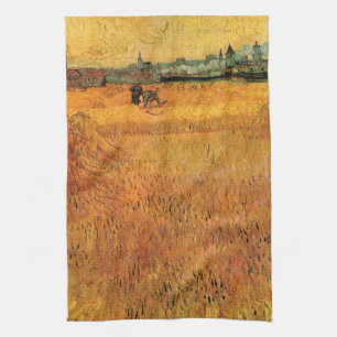 Arles: View from Wheat Fields by Vincent van Gogh Tea Towel