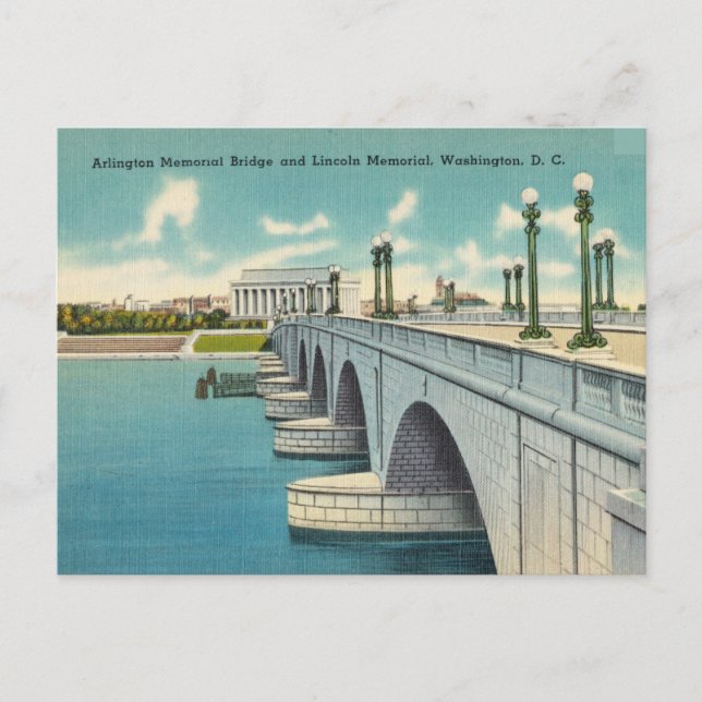 Arlington Bridge, Lincoln Memorial, Washington D.C Postcard (Front)