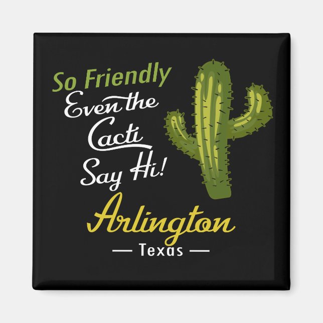 Arlington Cactus Funny Retro Magnet (Front)