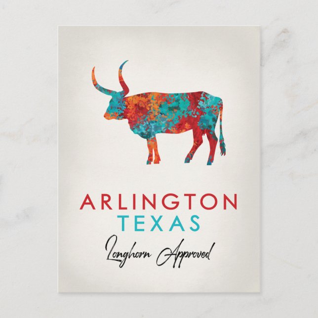 Arlington Texas Colourful Longhorn Postcard (Front)